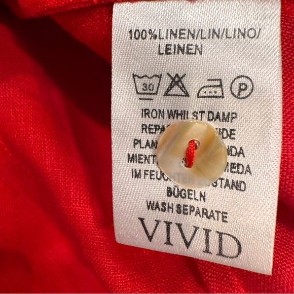 VIVID LINEN Women’s Red button Down Shirt Long Sleeves Size Large - Picture 8 of 8